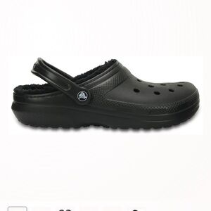 CROCS Men's Black Fleece-Lined Slippers